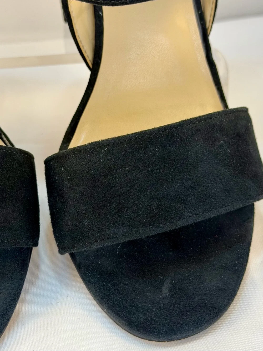 Ann Taylor Black Suede Block Heel Slingback Sandals